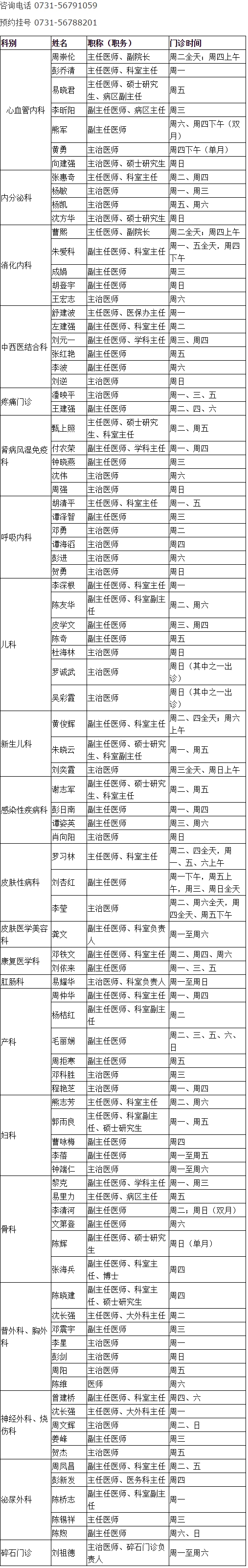 湘乡市人民医院专家、专科门诊一览表（2018年5月） - 湘乡市人民医院.jpg